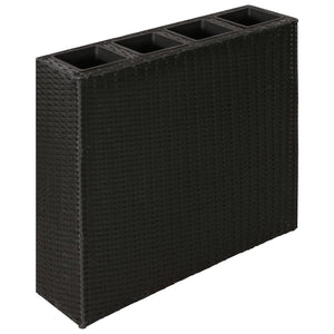 Vasi Rialzati da Giardino con 4 Vasi 2 pz in Polyrattan Nero