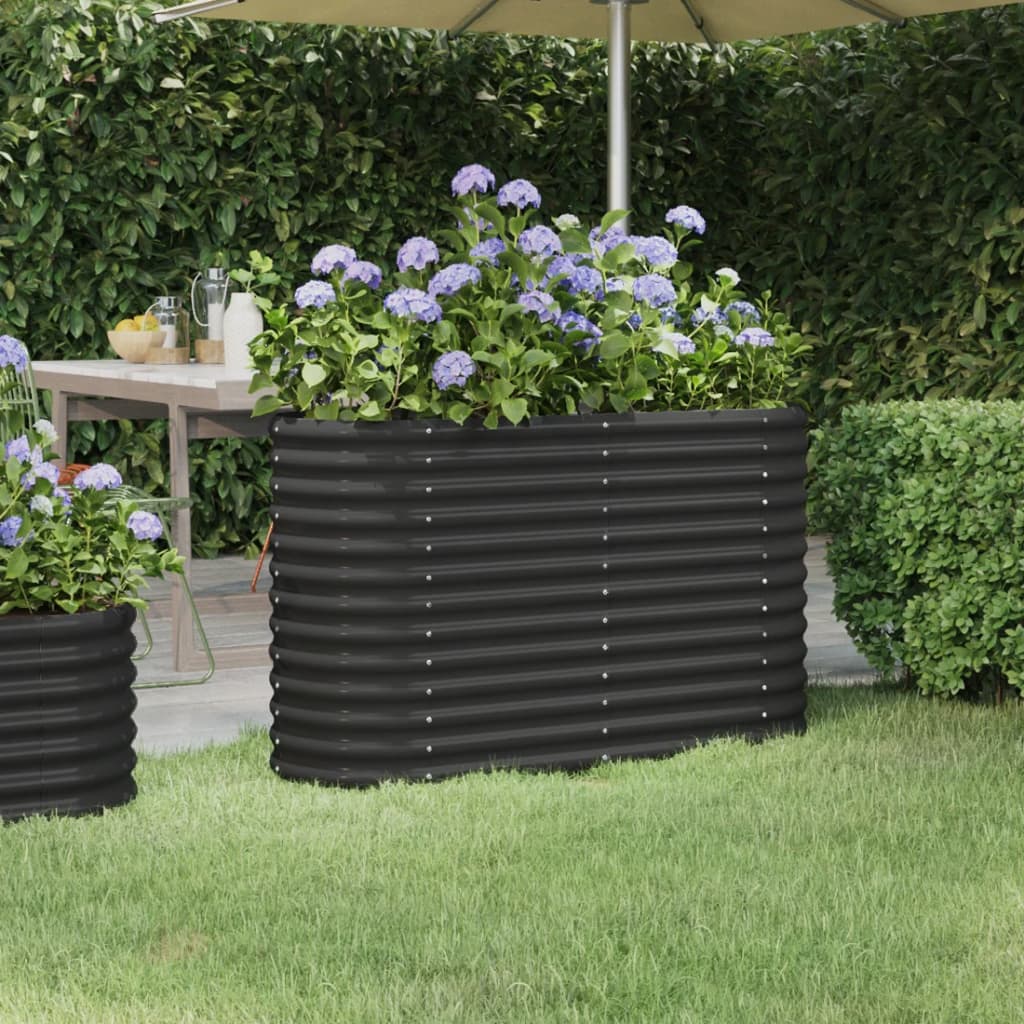 Vaso da Giardino in Acciaio a Polvere 114x40x68 cm Antracite