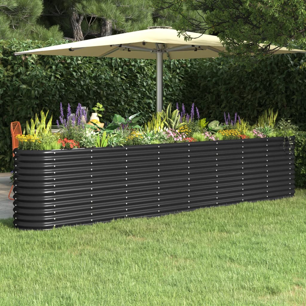 Vaso da Giardino in Acciaio a Polvere 332x40x68 cm Antracite