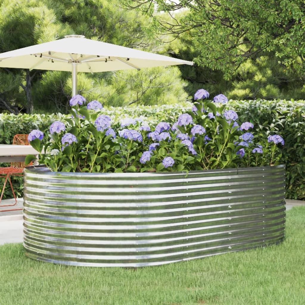 Vaso per Giardino Acciaio Vernice a Polvere 212x140x68cm Argento