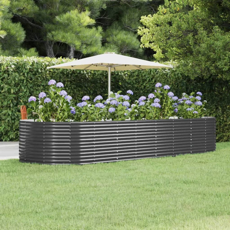 Vaso per Giardino Acciaio Vernice a Polvere 367x140x68cm Antracite