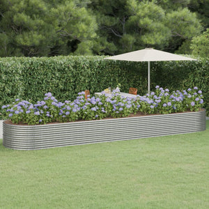 Vaso per Giardino Acciaio Vernice a Polvere 584x140x68cm Argento