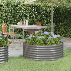 Vaso per Giardino Acciaio Verniciato a Polvere 100x100x36cm Grigio