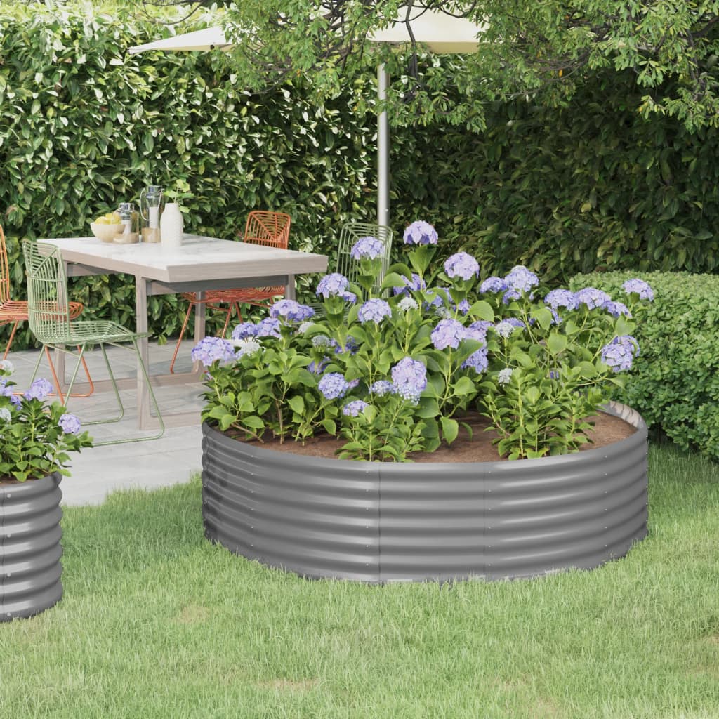 Vaso per Giardino Acciaio Verniciato a Polvere 140x140x36cm Grigio