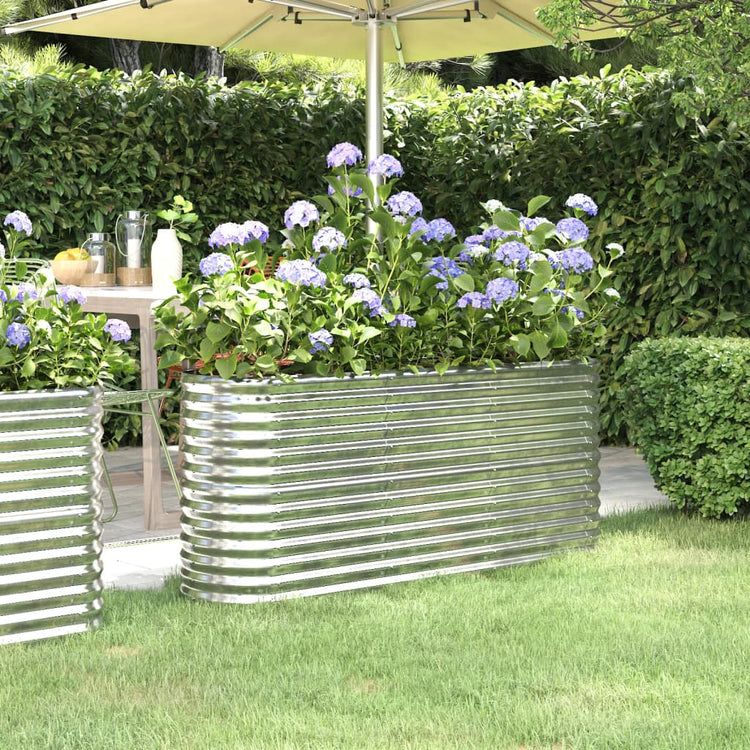 Vaso per Giardino Acciaio Verniciato a Polvere 152x40x68cm Argento