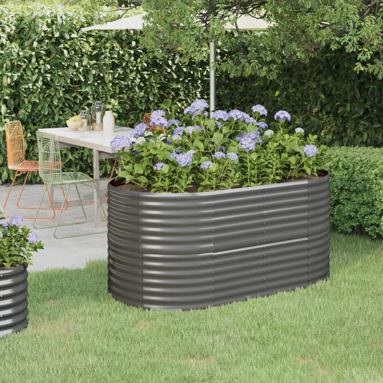 Vaso per Giardino Acciaio Verniciato a Polvere 152x80x68 cm Grigio