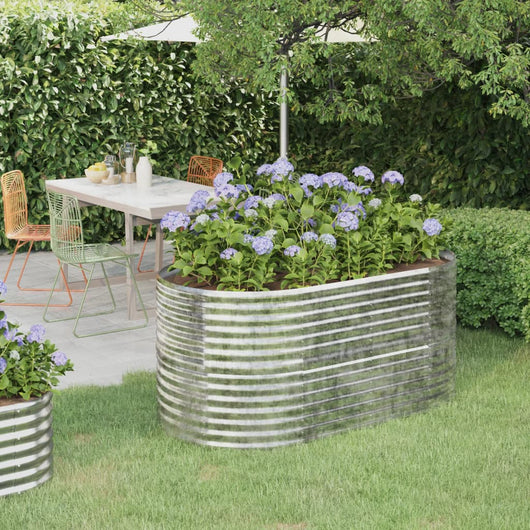 Vaso per Giardino Acciaio Verniciato a Polvere 152x80x68cm Argento