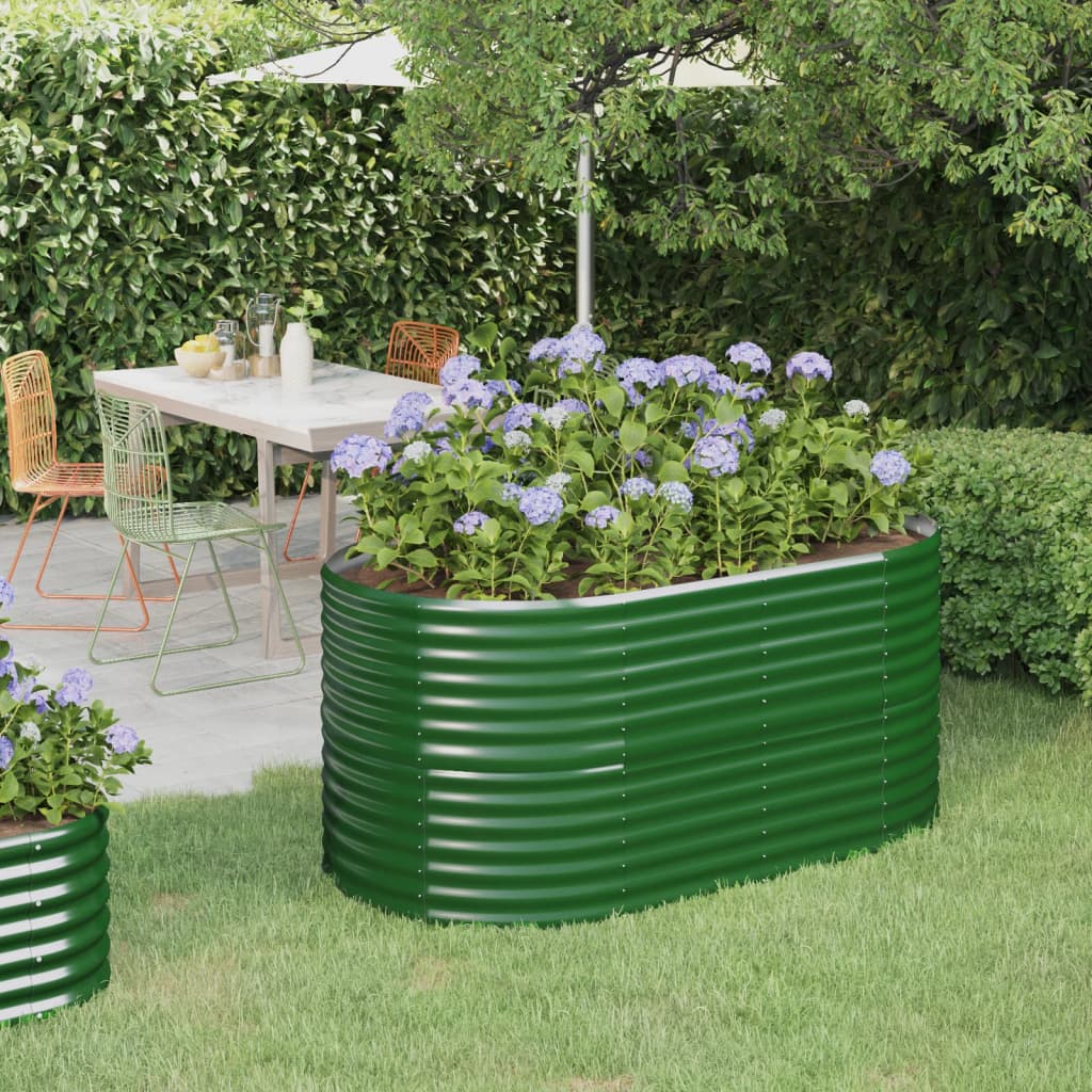 Vaso per Giardino Acciaio Verniciato a Polvere 152x80x68 cm Verde