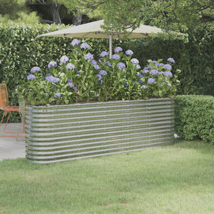 Vaso per Giardino Acciaio Verniciato a Polvere 224x40x68cm Argento