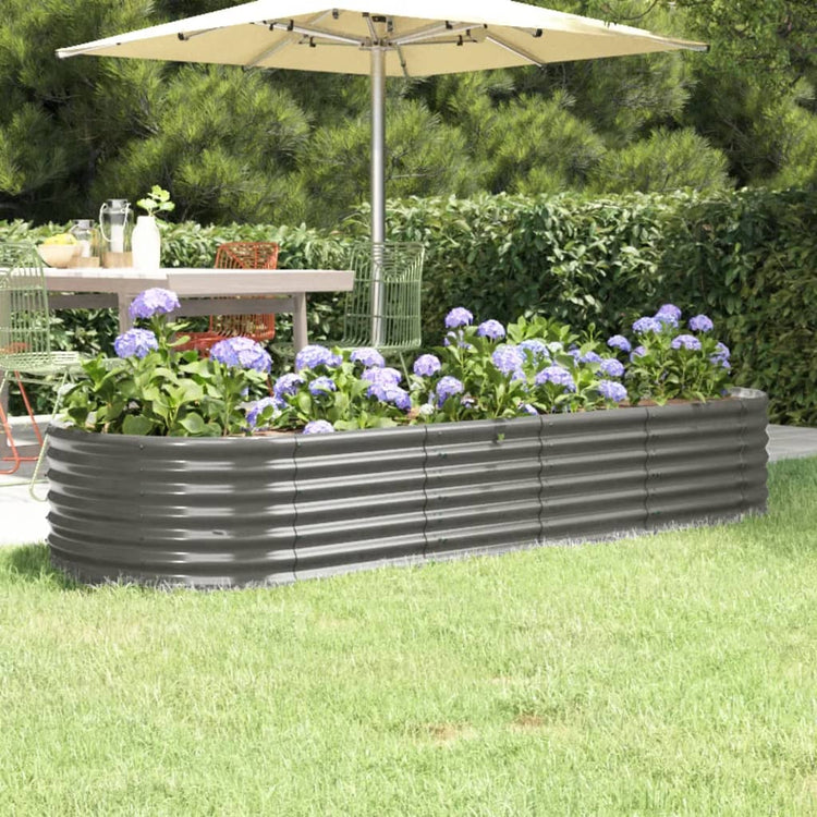 Vaso per Giardino Acciaio Verniciato a Polvere 224x80x36 cm Grigio