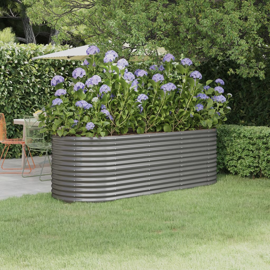 Vaso per Giardino Acciaio Verniciato a Polvere 224x80x68 cm Grigio