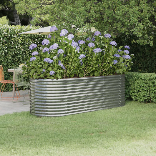 Vaso per Giardino Acciaio Verniciato a Polvere 224x80x68cm Argento