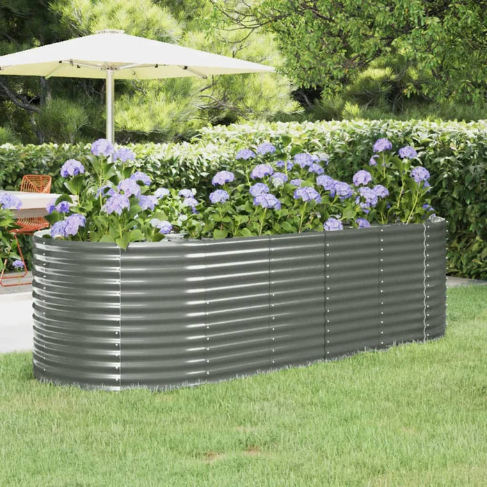 Vaso per Giardino Acciaio Verniciato a Polvere 249x100x68cm Grigio