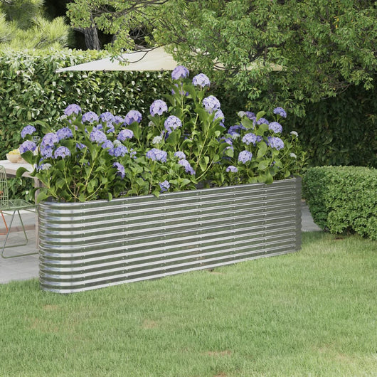 Vaso per Giardino Acciaio Verniciato a Polvere 260x40x68cm Argento