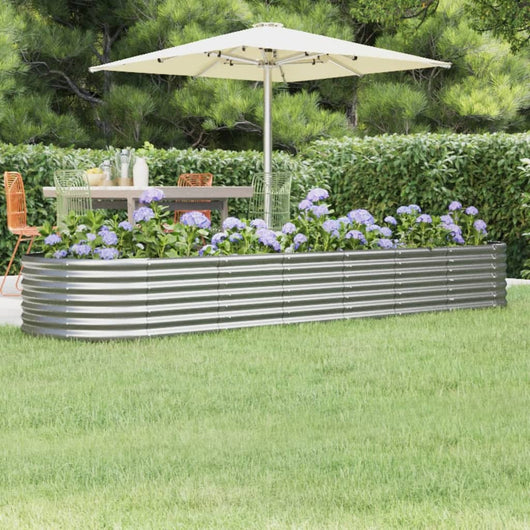 Vaso per Giardino Acciaio Verniciato a Polvere 296x80x36cm Argento