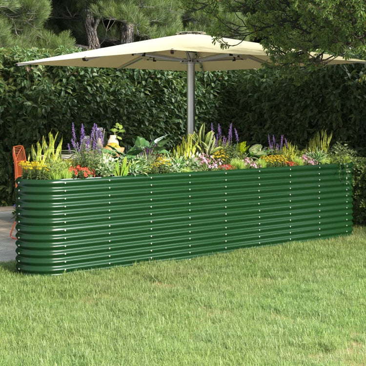 Vaso per Giardino Acciaio Verniciato a Polvere 332x40x68 cm Verde