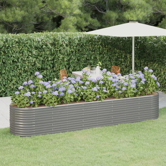 Vaso per Giardino Acciaio Verniciato a Polvere 368x80x68 cm Grigio