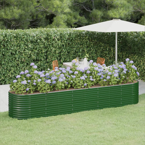 Vaso per Giardino Acciaio Verniciato a Polvere 368x80x68 cm Verde