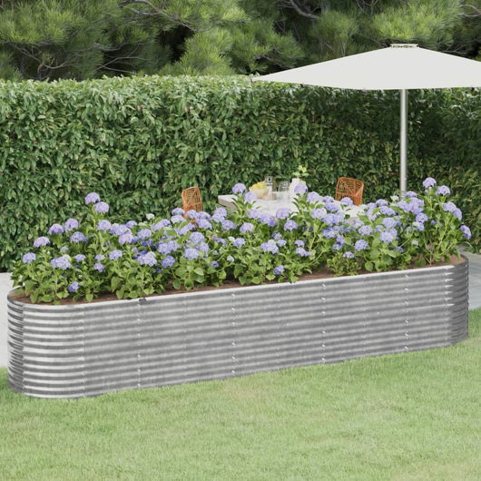 Vaso per Giardino Acciaio Verniciato a Polvere 368x80x68cm Argento