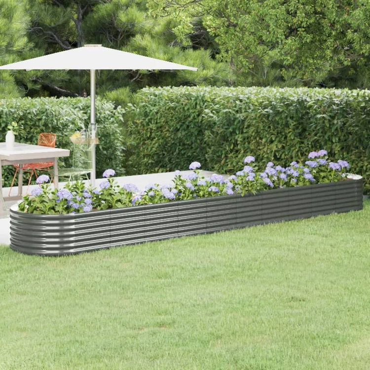 Vaso per Giardino Acciaio Verniciato a Polvere 440x80x36 cm Grigio