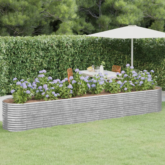 Vaso per Giardino Acciaio Verniciato a Polvere 440x80x68cm Argento