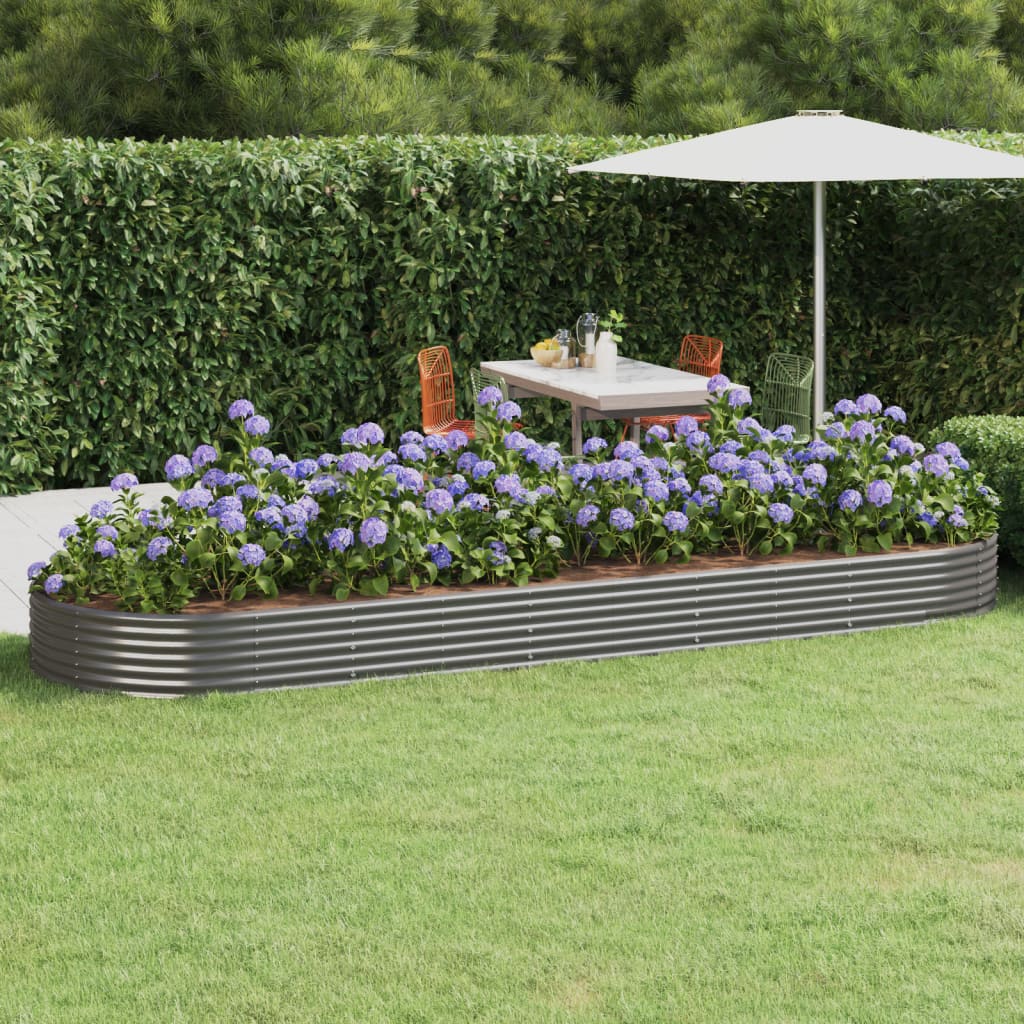 Vaso per Giardino Acciaio Verniciato a Polvere 450x140x36cm Grigio