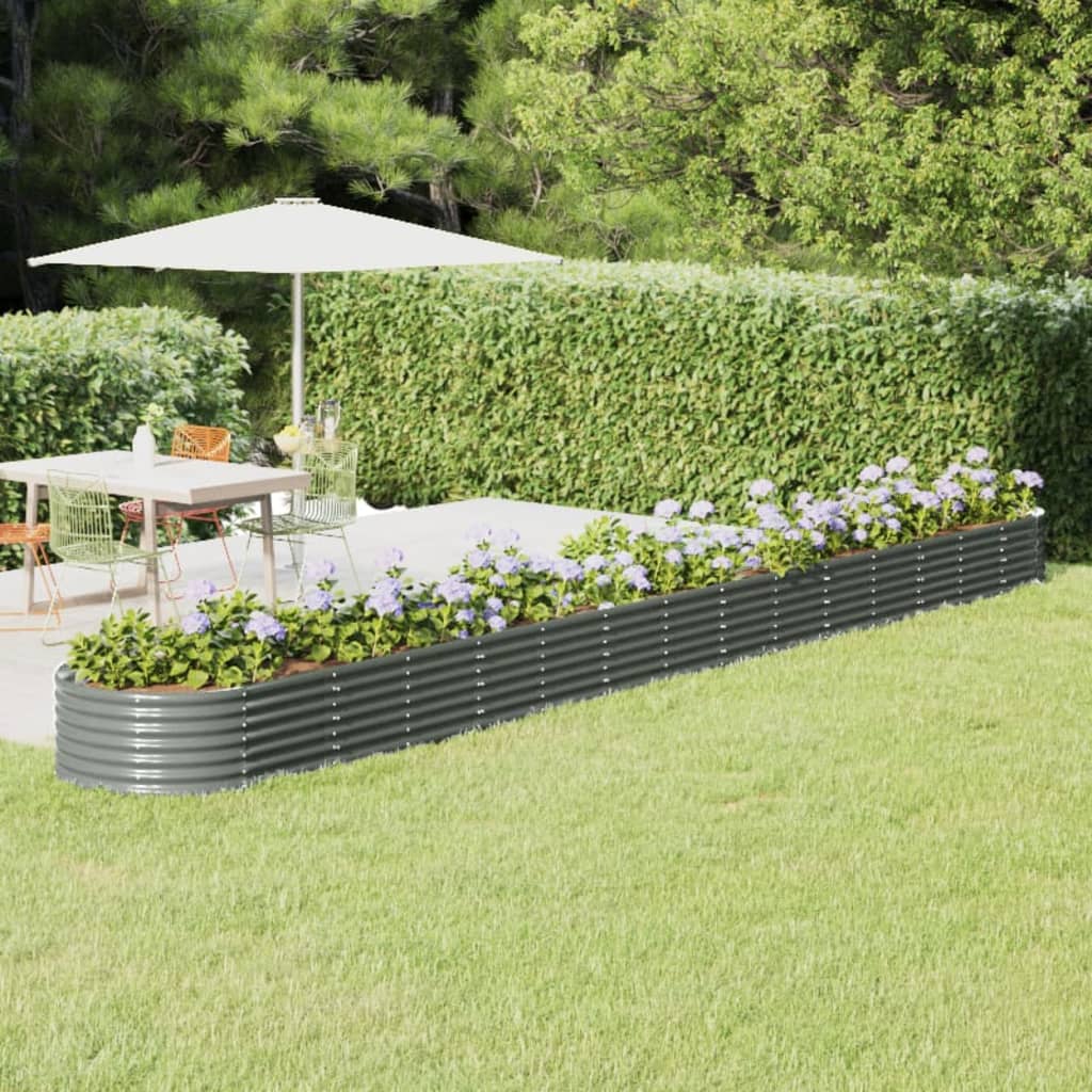 Vaso per Giardino Acciaio Verniciato a Polvere 620x80x36 cm Grigio