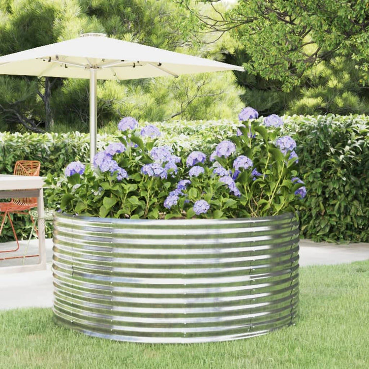 Vaso per Giardino Acciaio Verniciato Polvere 140x140x68 cm Argento