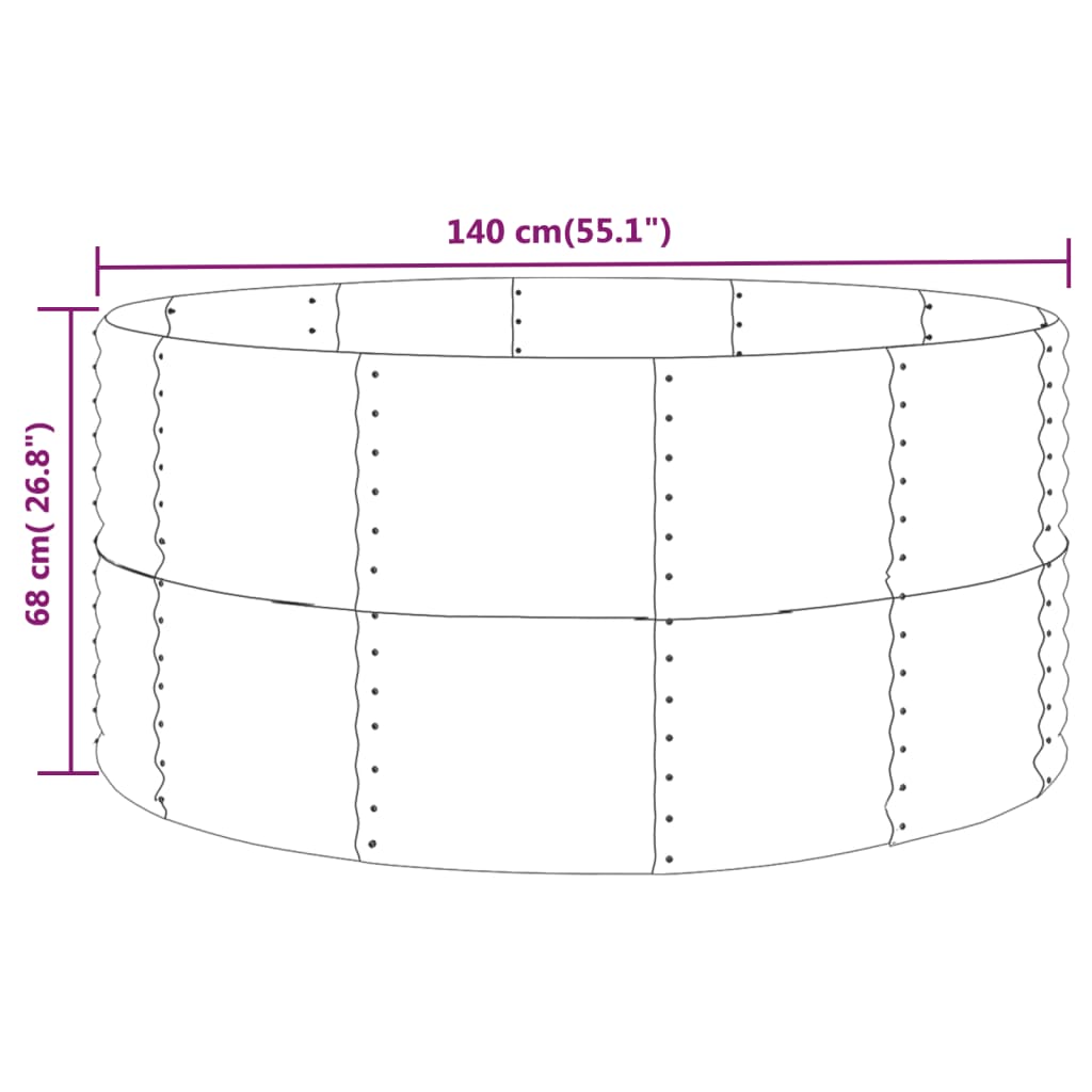 Vaso per Giardino Acciaio Verniciato Polvere 140x140x68cm Verde