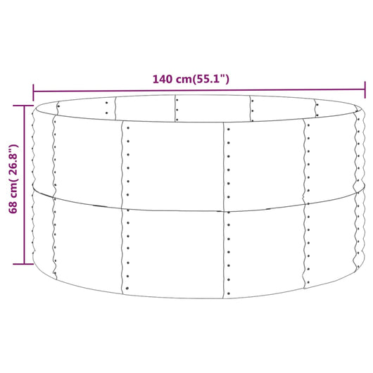 Vaso per Giardino Acciaio Verniciato Polvere 140x140x68cm Verde