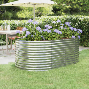 Vaso per Giardino Acciaio Verniciato Polvere 175x100x68cm Argento