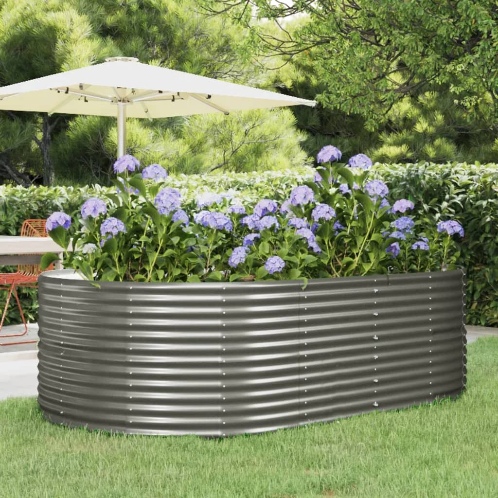 Vaso per Giardino Acciaio Verniciato Polvere 212x140x68 cm Grigio