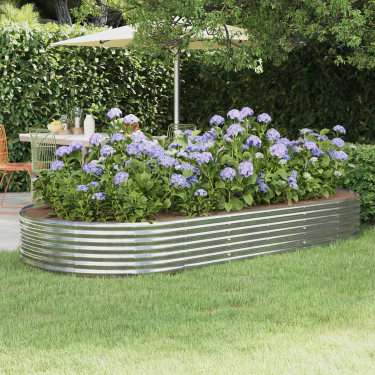 Vaso per Giardino Acciaio Verniciato Polvere 296x140x36cm Argento