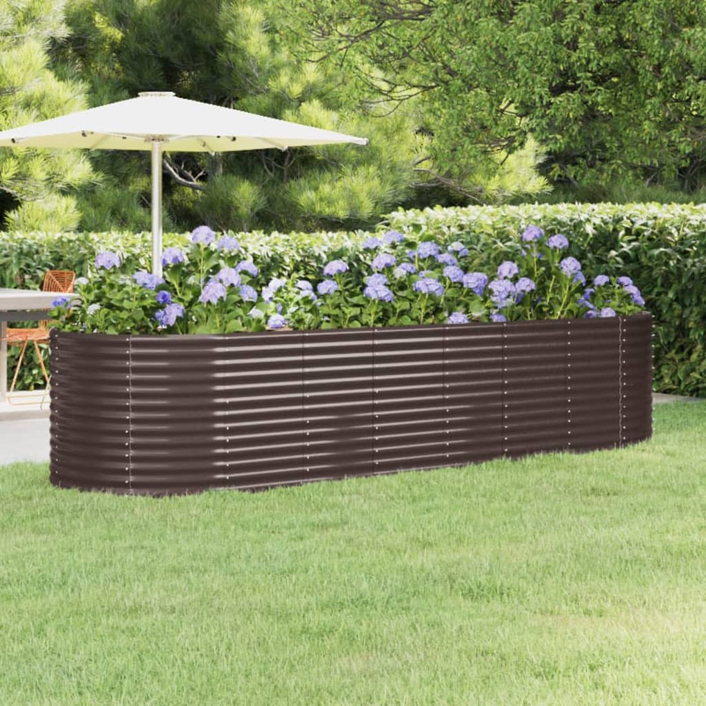 Vaso per Giardino Acciaio Verniciato Polvere 322x100x68 cm Marone