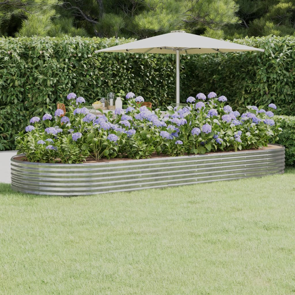 Vaso per Giardino Acciaio Verniciato Polvere 373x140x36 cm Argento