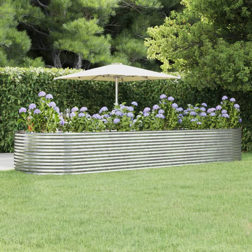 Vaso per Giardino Acciaio Verniciato Polvere 447x140x68 cm Argento