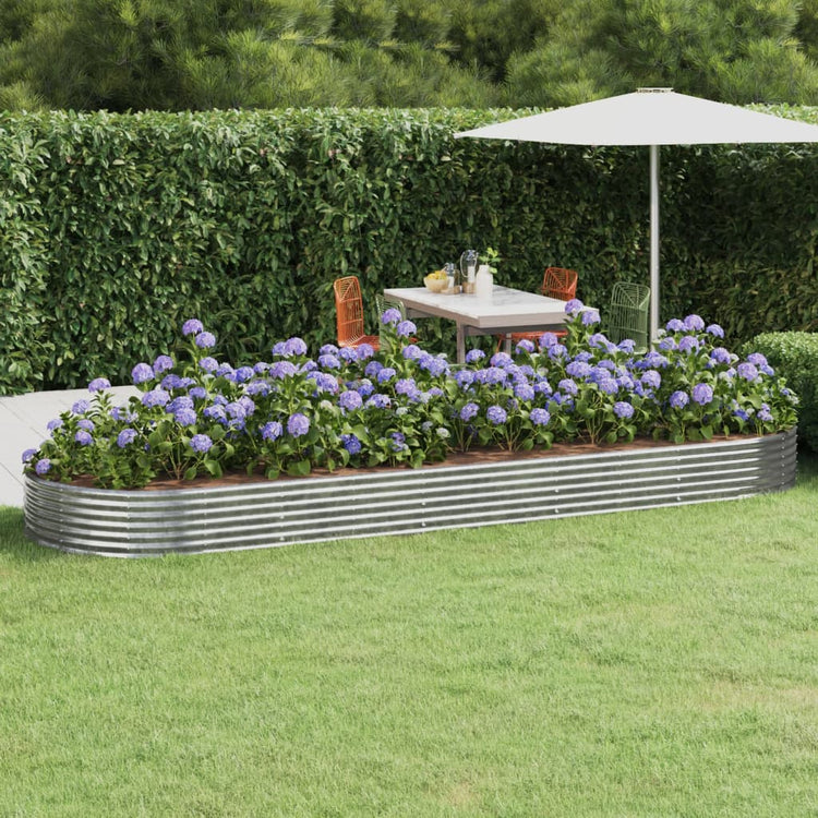 Vaso per Giardino Acciaio Verniciato Polvere 450x140x36 cm Argento