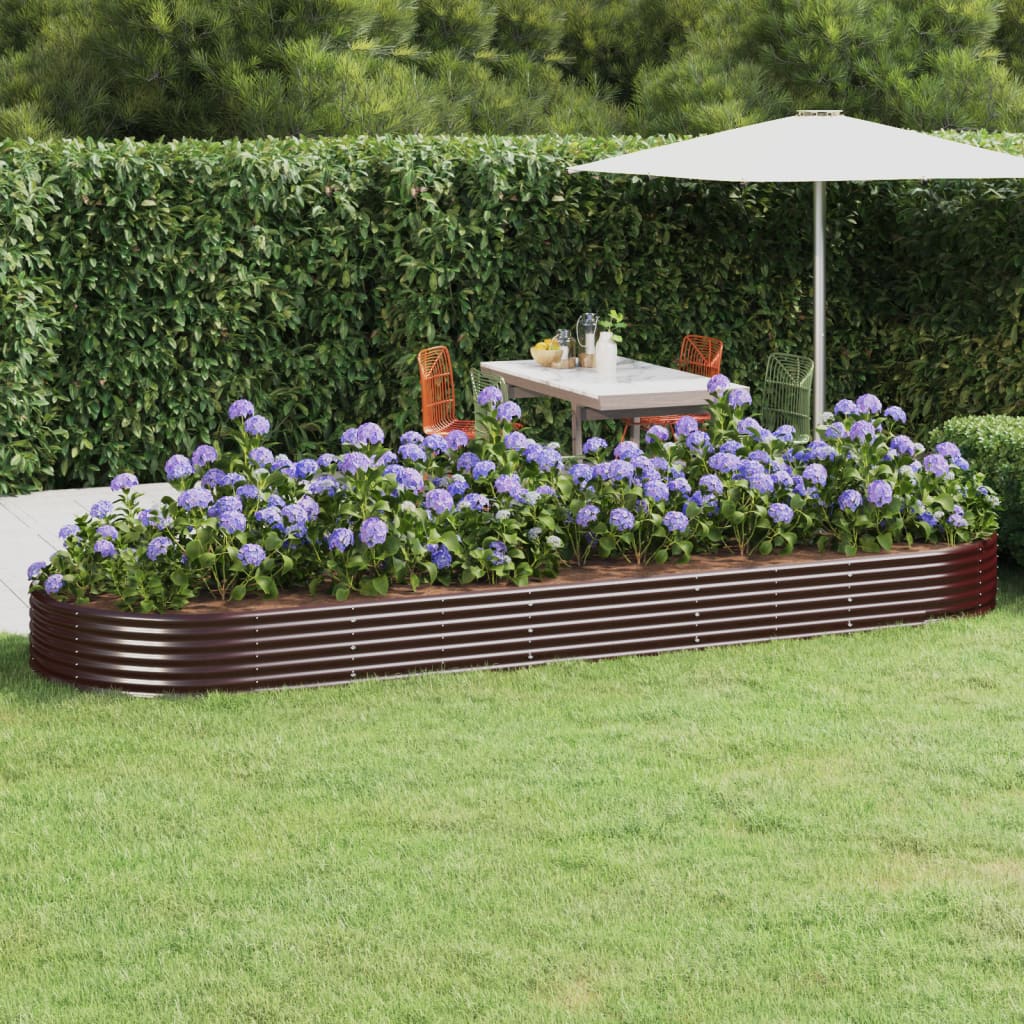 Vaso per Giardino Acciaio Verniciato Polvere 450x140x36 cm Marrone