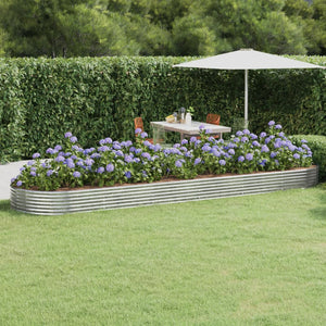 Vaso per Giardino Acciaio Verniciato Polvere 523x140x36 cm Argento