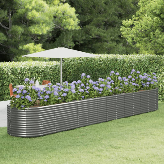 Vaso per Giardino Acciaio Verniciato Polvere 554x100x68cm Grigio