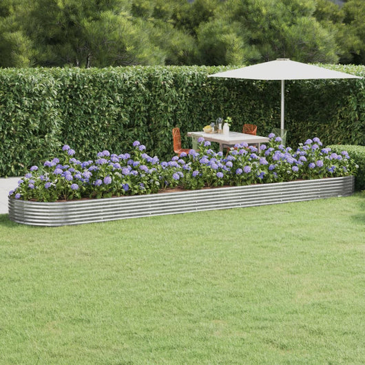 Vaso per Giardino Acciaio Verniciato Polvere 600x140x36 cm Argento