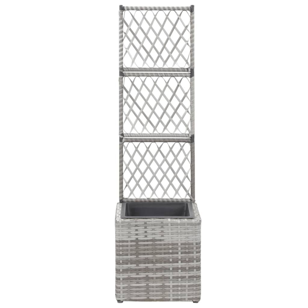 Vaso Rialzato a Traliccio 1 Vaso 30x30x107cm Polyrattan Grigio