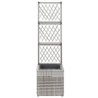 Vaso Rialzato a Traliccio 1 Vaso 30x30x107cm Polyrattan Grigio