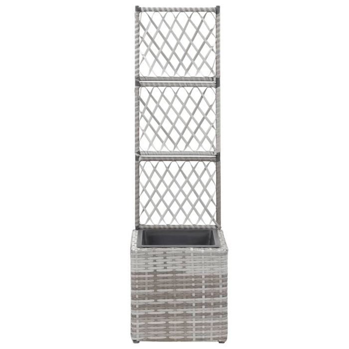 Vaso Rialzato a Traliccio 1 Vaso 30x30x107cm Polyrattan Grigio