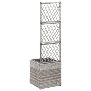 Vaso Rialzato a Traliccio 1 Vaso 30x30x107cm Polyrattan Grigio