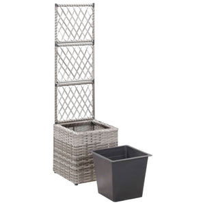 Vaso Rialzato a Traliccio 1 Vaso 30x30x107cm Polyrattan Grigio