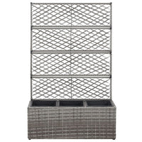 Vaso Rialzato a Traliccio 3 Vasi 83x30x130cm Polyrattan Grigio