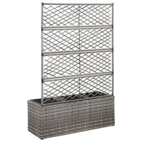 Vaso Rialzato a Traliccio 3 Vasi 83x30x130cm Polyrattan Grigio