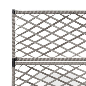 Vaso Rialzato a Traliccio 3 Vasi 83x30x130cm Polyrattan Grigio