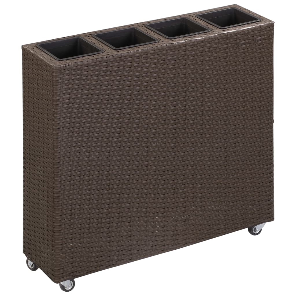 Vaso Rialzato con 4 Vasi 80x22x79 cm in Polyrattan Marrone